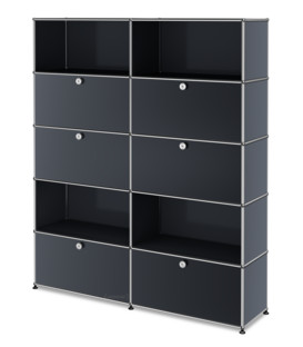 USM Haller Storage Unit L, Customisable Anthracite RAL 7016|With 2 drop-down doors|With 2 drop-down doors|Open|With 2 drop-down doors