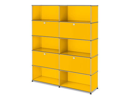 USM Haller Storage Unit L, Customisable Golden yellow RAL 1004|With 2 drop-down doors|Open|With 2 drop-down doors|Open