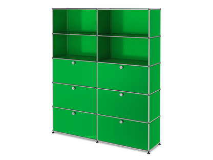 USM Haller Storage Unit L, Customisable USM green|Open|With 2 drop-down doors|With 2 drop-down doors|With 2 extension doors