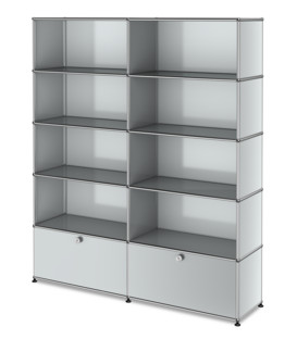 USM Haller Storage Unit L, Customisable Light grey RAL 7035|Open|Open|Open|With 2 extension doors
