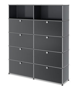 USM Haller Storage Unit L, Customisable Mid grey RAL 7005|With 2 drop-down doors|With 2 drop-down doors|With 2 drop-down doors|With 2 extension doors