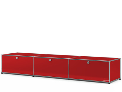 USM Haller Lowboard XL, Customisable USM ruby red|With 3 drop-down doors|50 cm