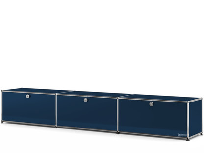 USM Haller Lowboard XL, Customisable Steel blue RAL 5011|With 3 drop-down doors|35 cm