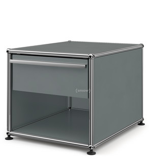 USM Haller Bedside Table with Drawer Mid grey RAL 7005|Small (H 39 x B 42,5 x D 53 cm)
