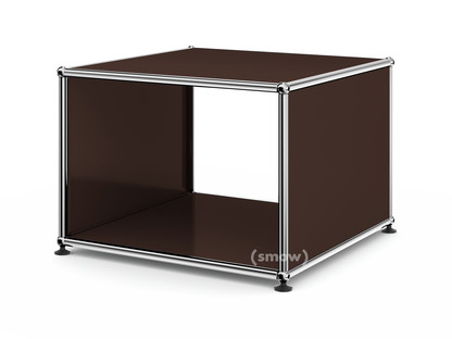 USM Haller Side Table with Side Panels 50 cm|without interior glass panel|USM brown