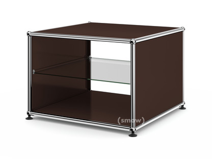 USM Haller Side Table with Side Panels 50 cm|with interior glass panel|USM brown