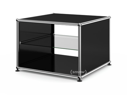 USM Haller Side Table with Side Panels 50 cm|with interior glass panel|Graphite black RAL 9011