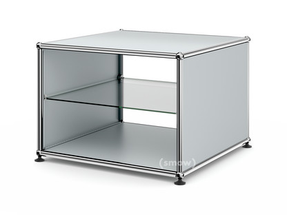 USM Haller Side Table with Side Panels 50 cm|with interior glass panel|USM matte silver