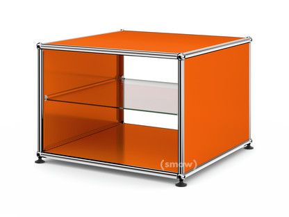 USM Haller Side Table with Side Panels 50 cm|with interior glass panel|Pure orange RAL 2004