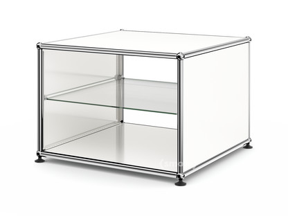 USM Haller Side Table with Side Panels 50 cm|with interior glass panel|Pure white RAL 9010