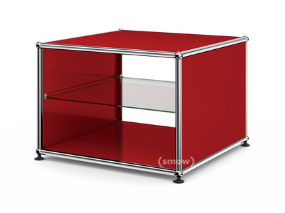 USM Haller Side Table with Side Panels 50 cm|with interior glass panel|USM ruby red