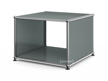USM Haller Side Table with Side Panels 50 cm|without interior glass panel|Mid grey RAL 7005
