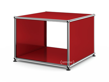 USM Haller Side Table with Side Panels 50 cm|without interior glass panel|USM ruby red