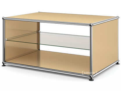 USM Haller Side Table with Side Panels 75 cm|with interior glass panel|USM beige