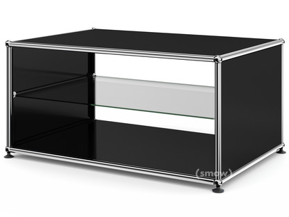USM Haller Side Table with Side Panels 75 cm|with interior glass panel|Graphite black RAL 9011