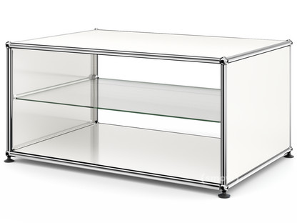 USM Haller Side Table with Side Panels 75 cm|with interior glass panel|Pure white RAL 9010