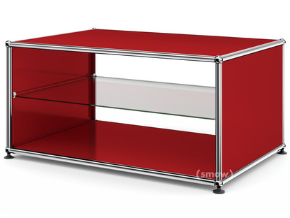 USM Haller Side Table with Side Panels 75 cm|with interior glass panel|USM ruby red