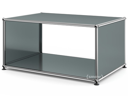 USM Haller Side Table with Side Panels 75 cm|without interior glass panel|Mid grey RAL 7005