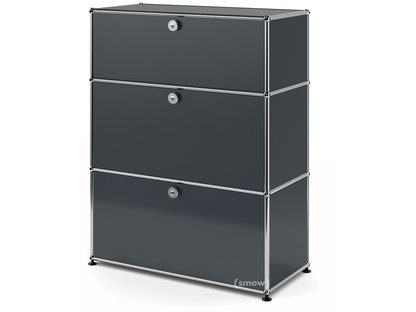 USM Haller Storage Unit with 3 Drawers H 95 + 4 x W 75 x D 35 cm|Anthracite RAL 7016