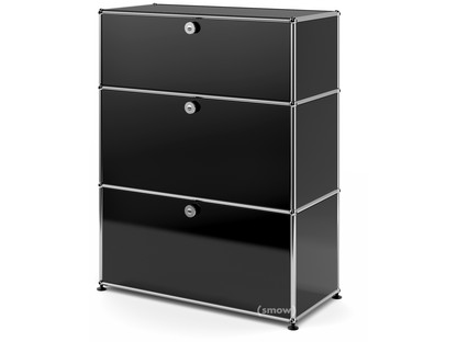 USM Haller Storage Unit with 3 Drawers H 95 + 4 x W 75 x D 35 cm|Graphite black RAL 9011