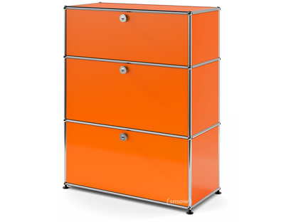 USM Haller Storage Unit with 3 Drawers H 95 + 4 x W 75 x D 35 cm|Pure orange RAL 2004