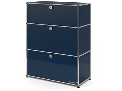 USM Haller Storage Unit with 3 Drawers H 95 + 4 x W 75 x D 35 cm|Steel blue RAL 5011