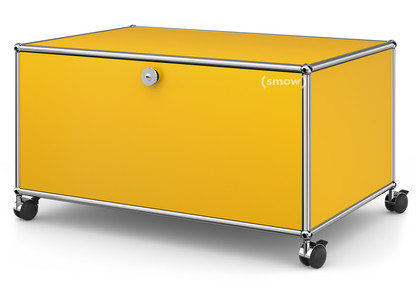 USM Haller TV Lowboard with Castors With drop-down door and rear panel|Golden yellow RAL 1004