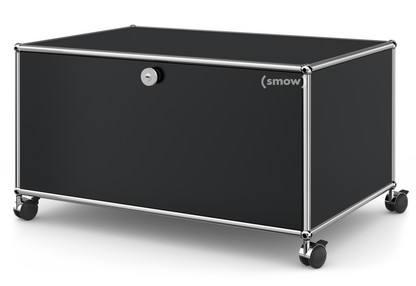 USM Haller TV Lowboard with Castors With drop-down door and rear panel|Graphite black RAL 9011