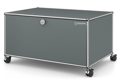 USM Haller TV Lowboard with Castors With drop-down door and rear panel|Mid grey RAL 7005