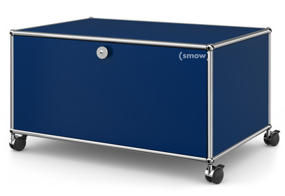 USM Haller TV Lowboard with Castors With drop-down door and rear panel|Steel blue RAL 5011