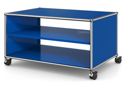 USM Haller TV Lowboard with Castors Without drop-down door, without rear panel|Gentian blue RAL 5010