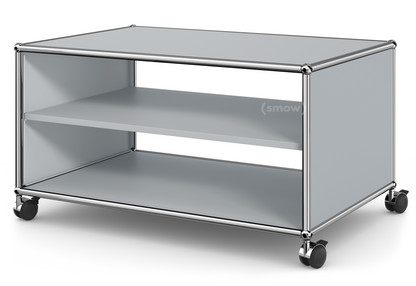 USM Haller TV Lowboard with Castors Without drop-down door, without rear panel|USM matte silver