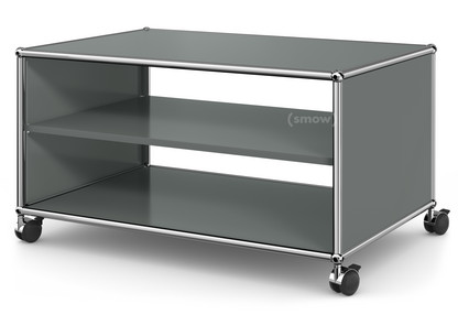 USM Haller TV Lowboard with Castors Without drop-down door, without rear panel|Mid grey RAL 7005