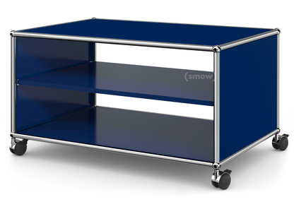 USM Haller TV Lowboard with Castors Without drop-down door, without rear panel|Steel blue RAL 5011