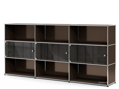 USM Haller Highboard XL with 3 Glass Doors with lock handle|USM brown