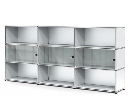 USM Haller Highboard XL with 3 Glass Doors with lock handle|USM matte silver