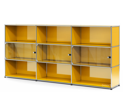 USM Haller Highboard XL with 3 Glass Doors without lock|Golden yellow RAL 1004