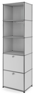 USM Haller Bookcase 50 With 2 drop-down doors|Light grey RAL 7035