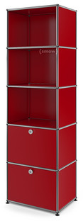 USM Haller Bookcase 50 With 2 drop-down doors|USM ruby red