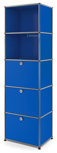 USM Haller Bookcase 50 With 3 drop-down doors|Gentian blue RAL 5010