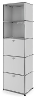 USM Haller Bookcase 50 With 3 drop-down doors|Light grey RAL 7035