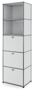 USM Haller Bookcase 50 With 3 drop-down doors|USM matte silver