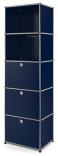 USM Haller Bookcase 50 With 3 drop-down doors|Steel blue RAL 5011