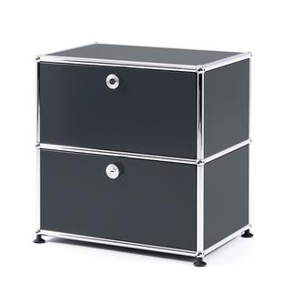 USM Haller Bedside Table with 2 Drop-down Doors Anthracite RAL 7016