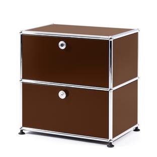 USM Haller Bedside Table with 2 Drop-down Doors USM brown