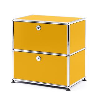 USM Haller Bedside Table with 2 Drop-down Doors Golden yellow RAL 1004