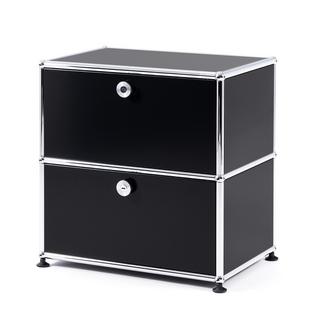 USM Haller Bedside Table with 2 Drop-down Doors Graphite black RAL 9011