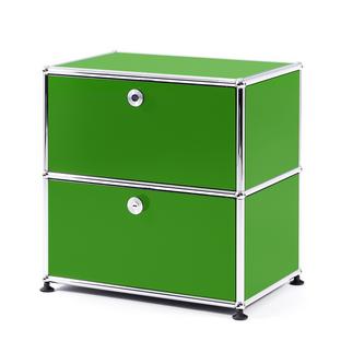 USM Haller Bedside Table with 2 Drop-down Doors USM green