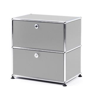 USM Haller Bedside Table with 2 Drop-down Doors USM matte silver