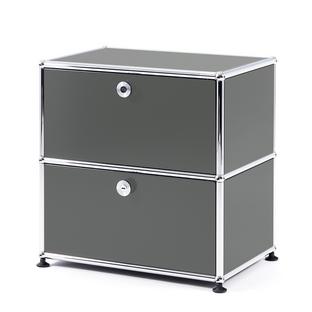 USM Haller Bedside Table with 2 Drop-down Doors Mid grey RAL 7005